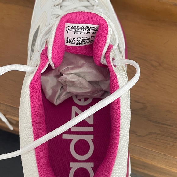 Adidas Women's Athletic Shoes in White and Pink Spikeless Golf Shoes - Picture 3 of 5